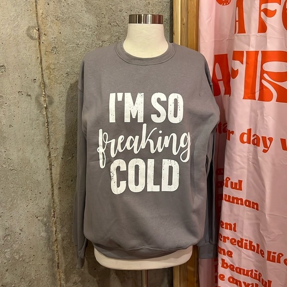 I’m So Freaking Cold Sweatshirt - Size Medium - M Gray with white design - Picture 1 of 4